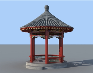 新中式园林景观小品3d模型下载-3d溜溜网