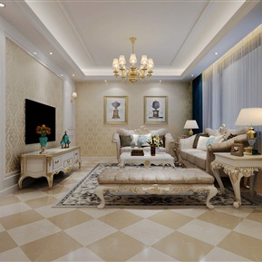 欧式 客厅 客厅餐厅组合