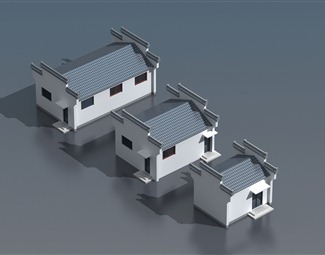 中式徽派多层建筑3d模型下载