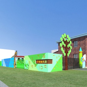 现代 大门 幼儿园大门