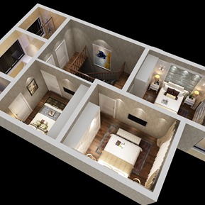 欧式 鸟瞰图 别墅俯视图