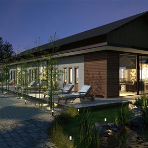 现代 庭院 民宿休息区一角