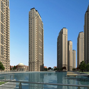 现代 住宅区 水景住宅