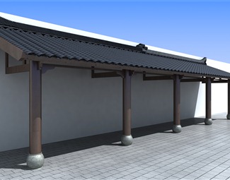 中式傳統建築屋簷3d模型下載