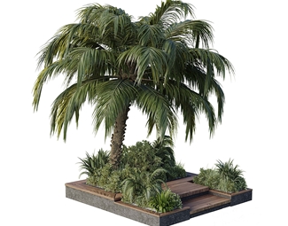 现代 植物 公园植物堆座椅组合