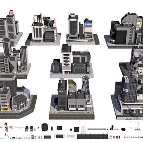 现代 商业楼 新东京街区住宅建筑楼房