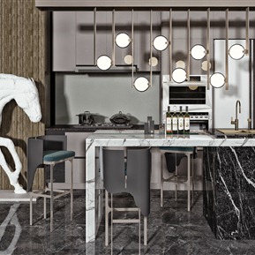 现代 橱柜 吧台 吧椅