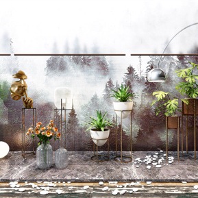 现代 盆栽 绿植