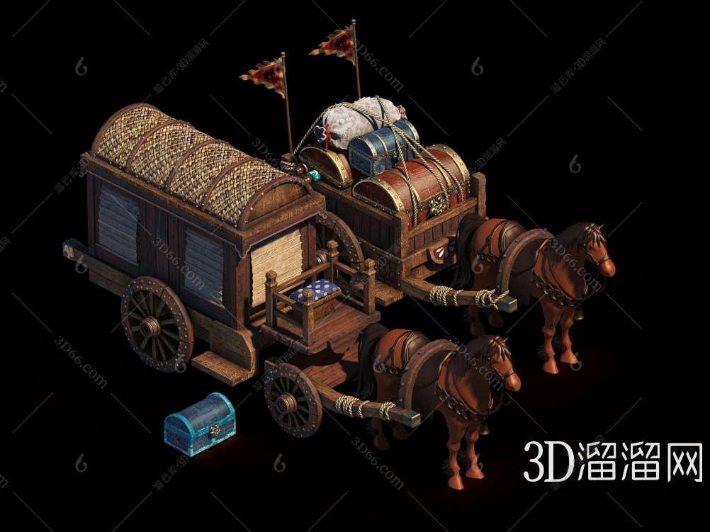 中式古代豪華馬車3d模型下載