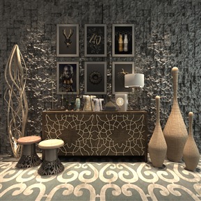 东南亚 边柜 藤艺软装组合