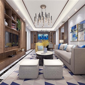 现代 客厅 客厅沙发茶几组合