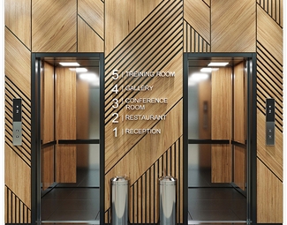 现代电梯厅垃圾桶