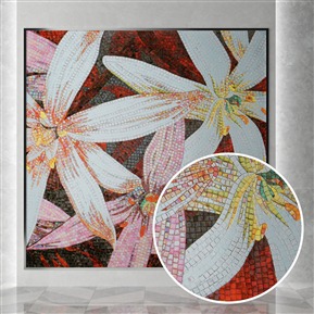 復(fù)古明亮紅高光花卉圖案馬賽克磚 石材 VR