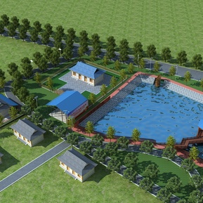 新中式 鸟瞰图 新农村景观