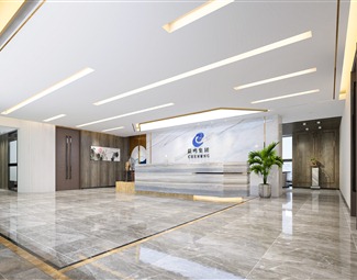 新中式办公楼入口大厅