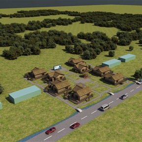 中式 鸟瞰图 草屋鸟瞰