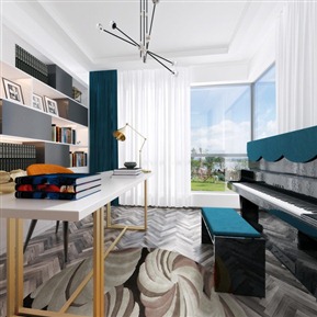 后现代 卧室 女儿房 书房 全景