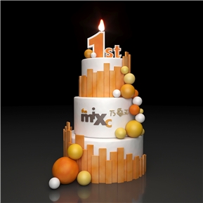 现代 美陈 周年庆蛋糕