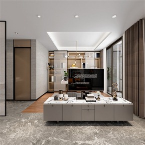 现代 客餐厅 客厅全景