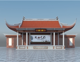 新中式室外舞台背景