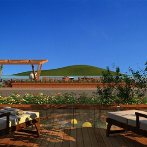 现代 露台 海边休息区