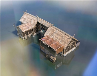 新中式遮阳棚3d模型下载