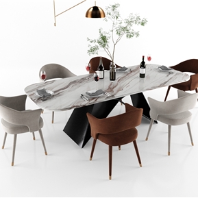 现代 餐桌椅组合 餐桌 餐椅