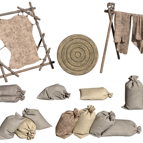 中式 袋子 古代袋子 箭靶 晾晒架 兽皮