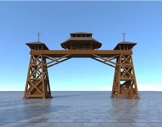 现代公园入口大门3d模型下载-3d溜溜网