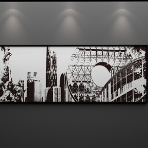 现代 建筑画 简约城市剪影装饰画