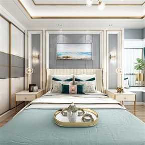 现代 卧室 卧室全景