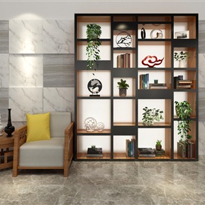 新中式 书柜 装饰柜架