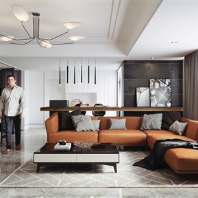现代 客厅 客餐厅