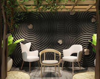 新中式异形造型墙