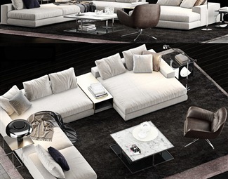 现代客厅沙发茶几组合
