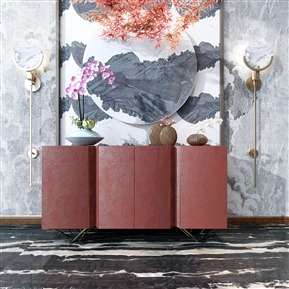 现代 边柜 端景柜 石材 背景墙 壁灯