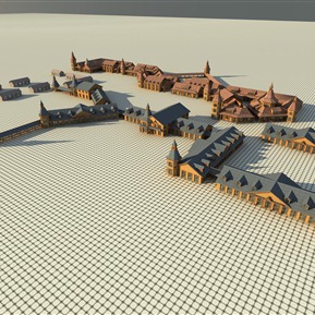 民族风 鸟瞰图 木格楞民族文化商业步行街