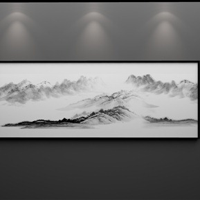 新中式 风景画 水墨山水意境景横幅装饰画