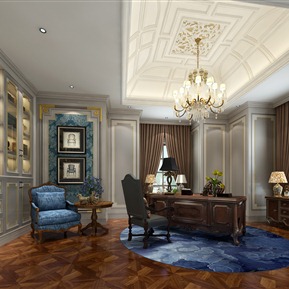 美式 书房 主卧书房