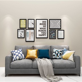 现代 三人沙发 沙发照片墙