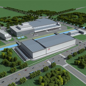 现代 厂房 鸟瞰厂区规划