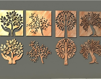 现代树叶造型景观墙3d模型下载-3d溜溜网