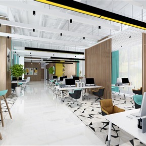 现代 公共办公区 办公大厅