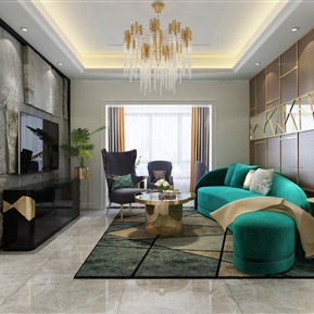 后现代 客厅 客餐厅