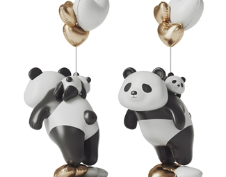 现代现代气球熊猫摆件
