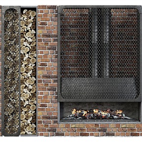 工业LOFT 壁炉 壁炉柴火红砖墙