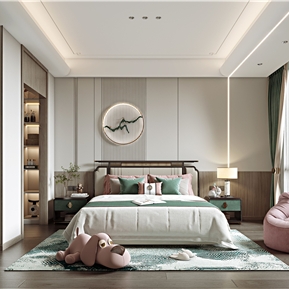 新中式 卧室 女孩房卧室