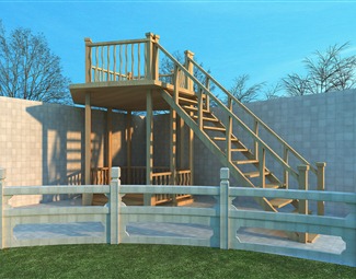 新中式室外景观楼梯