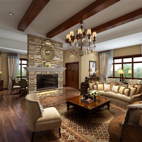 美式 客餐厅 小别墅客餐厅