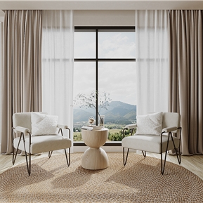 现代 休闲沙发组合 奶油单椅